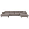 WOHNLANDSCHAFT Taupe Velours  - Taupe/Wengefarben, MODERN, Holz/Textil (169/348/201cm) - Trendmanufaktur