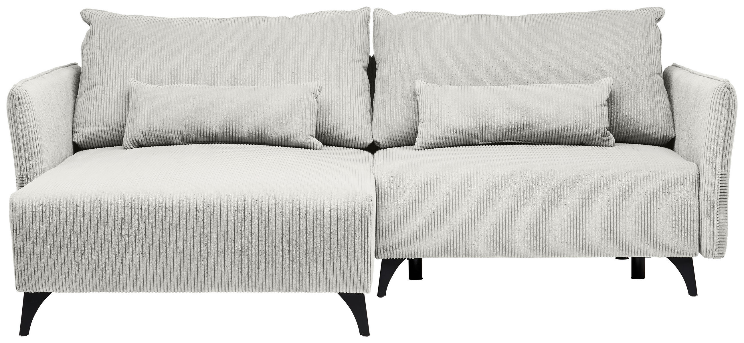 ECKSOFA Creme Cord  - Creme/Schwarz, Design, Textil/Metall (175/254cm) - Stylife