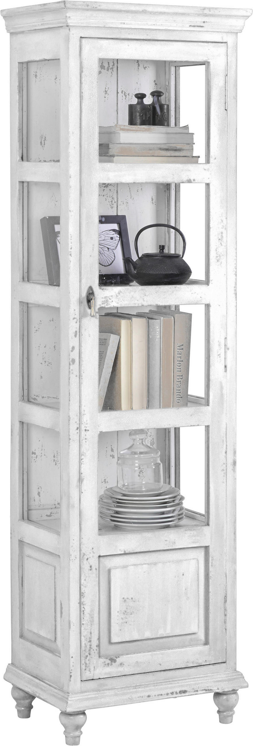 Vitrine in massiv Mangoholz Weiß