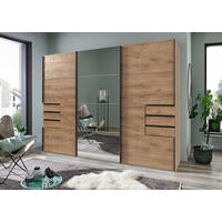  SCHWEBETÜRENSCHRANK 270/208/64 cm 3-türig  - Klar/Eichefarben, Modern, Glas/Holzwerkstoff (270/208/64cm) - MID.YOU