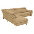 ECKSOFA in Echtleder Hellbraun  239/271 cm  - Hellbraun/Alufarben, Design, Leder/Metall (239/271cm) - Cantus