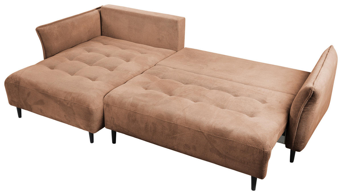 ECKSOFA in Chenille Dunkelorange  - Dunkelorange/Schwarz, Modern, Textil/Metall (200/285cm) - MID.YOU