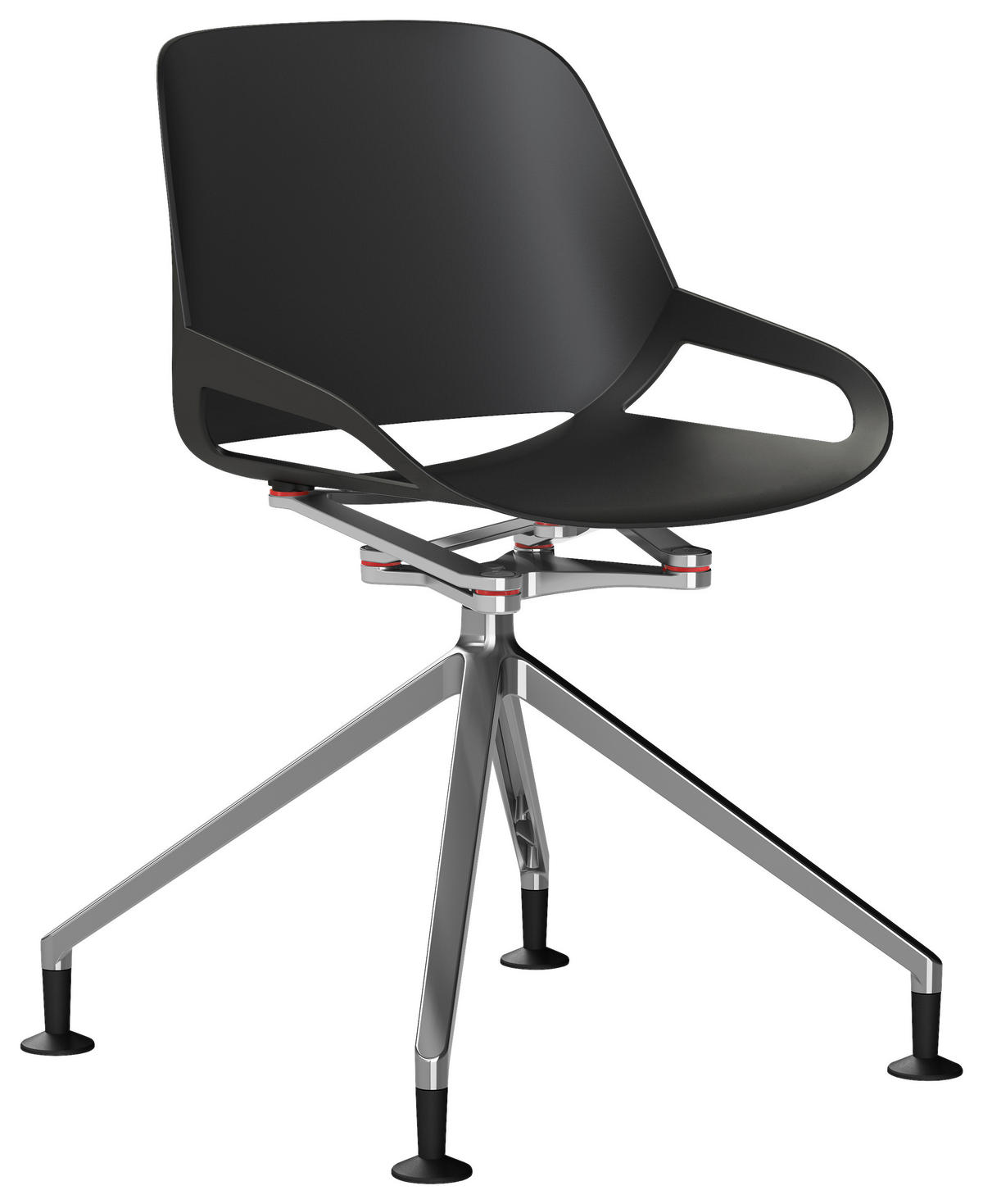 BESUCHERSTUHL Schwarz, Alufarben  - Schwarz/Alufarben, Basics, Kunststoff/Metall (50/72/52cm) - Aeris