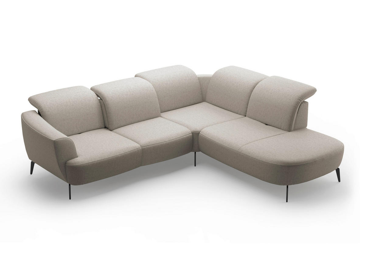 ECKSOFA in Flachgewebe Taupe  300/267 cm  - Taupe/Schwarz, KONVENTIONELL, Textil/Metall (300/267cm) - Sit & More