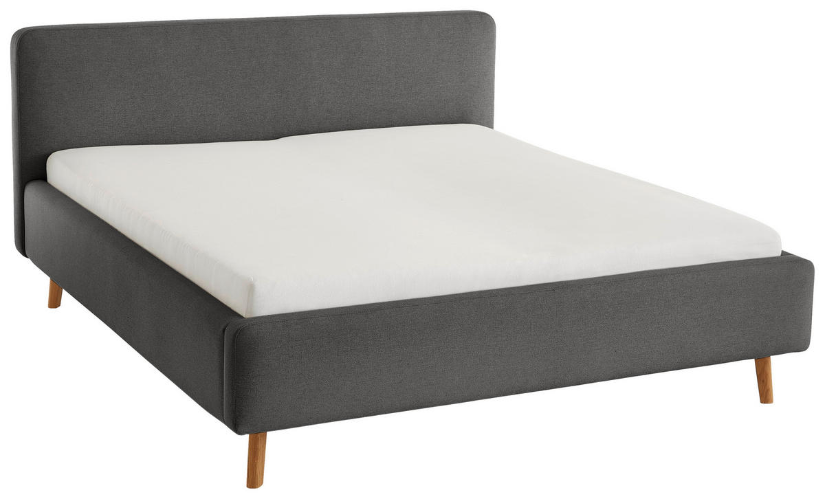 POLSTERBETT 180/200 cm  in Anthrazit  - Eichefarben/Anthrazit, Design, Holz/Textil (180/200cm) - Xora