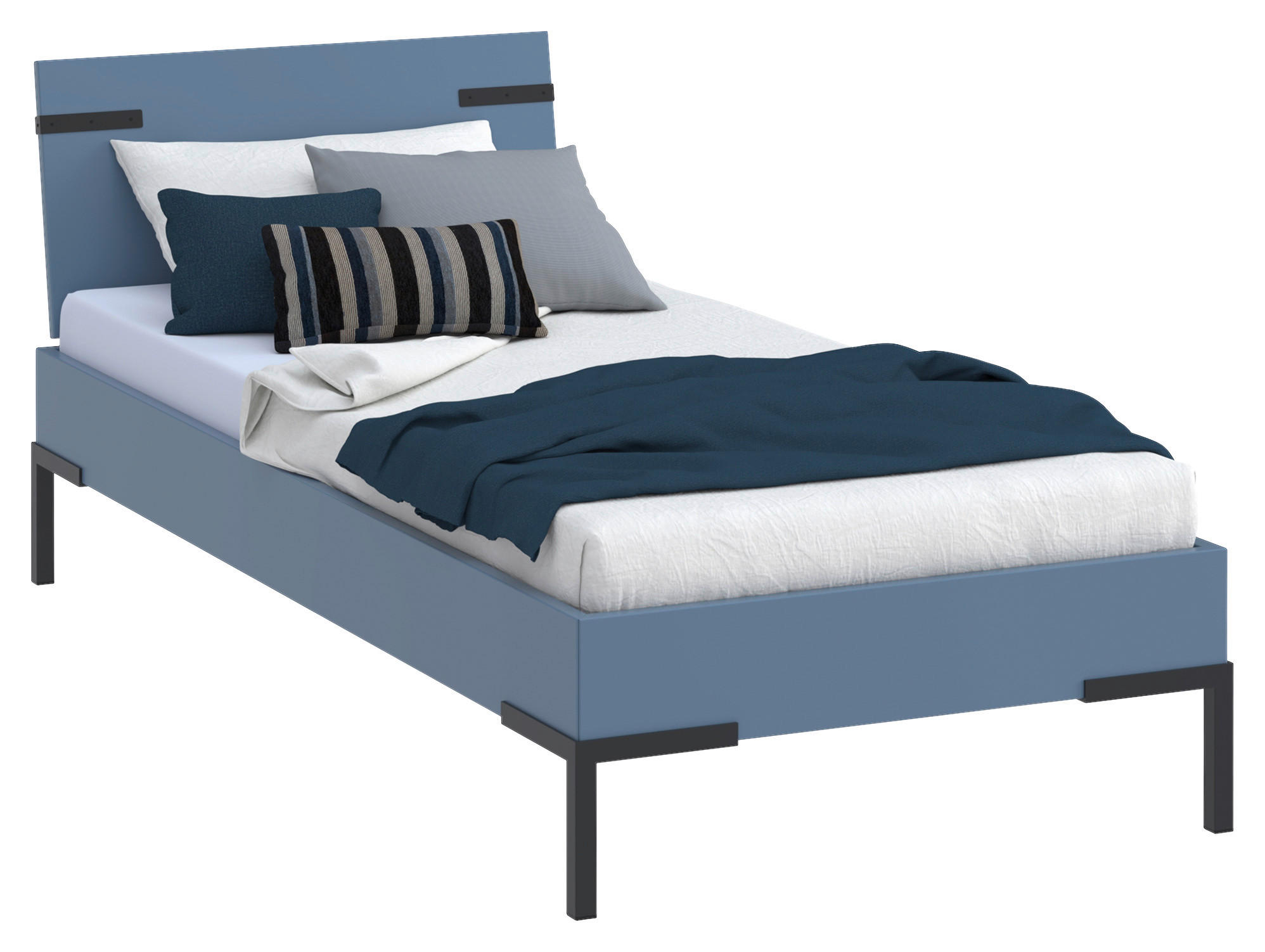 BETT 90/200 cm,  in Blau,  - Blau/Schwarz, Design, Metall (90/200cm) - Xora