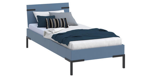 BETT 90/200 cm,  in Blau,  - Blau/Schwarz, Design, Metall (90/200cm) - Xora