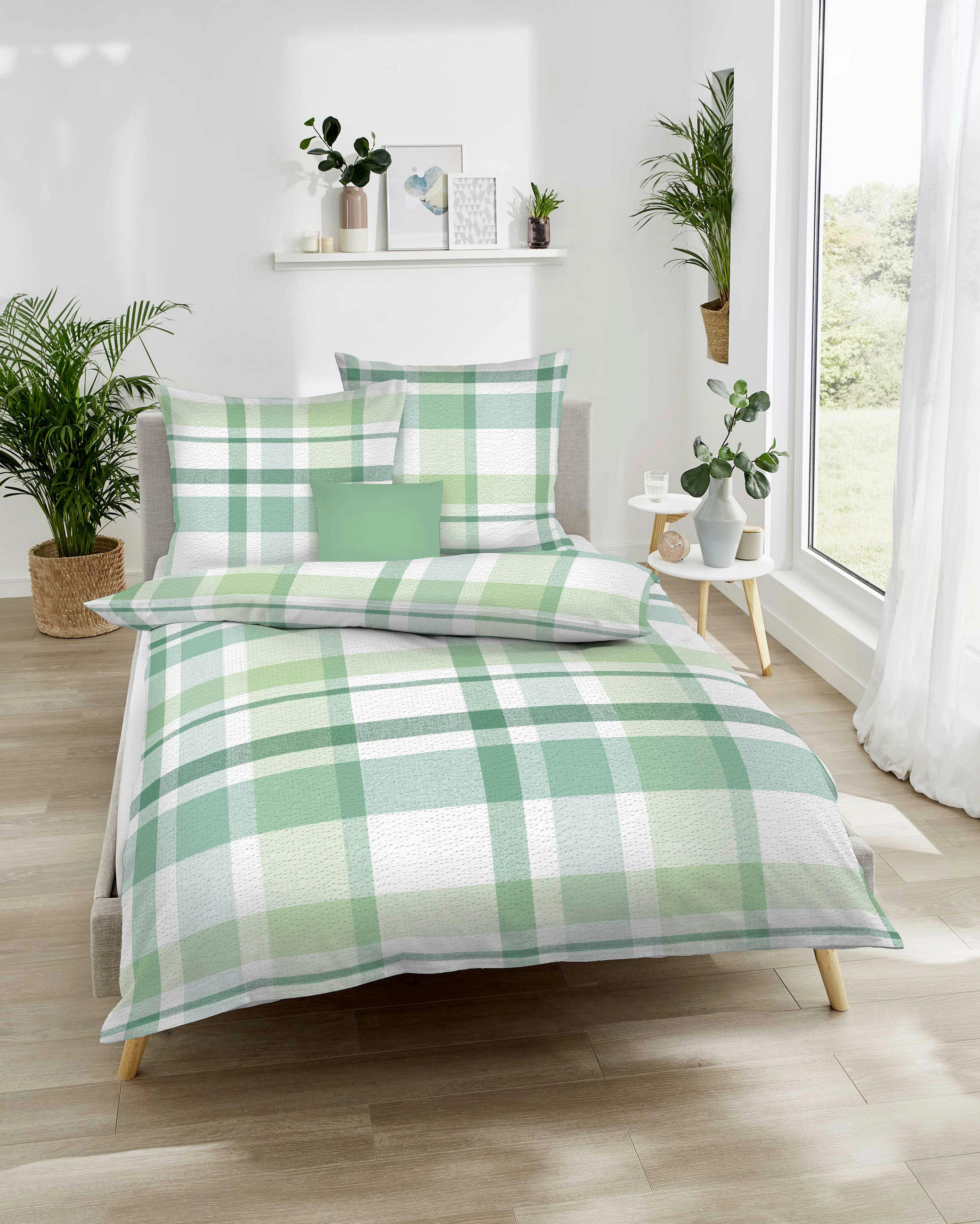 POSTELJNINA Madras Karo 140/200 cm mečkanka zelena  - zelena, Konvencionalno, tekstil (140/200cm) - Kaeppel