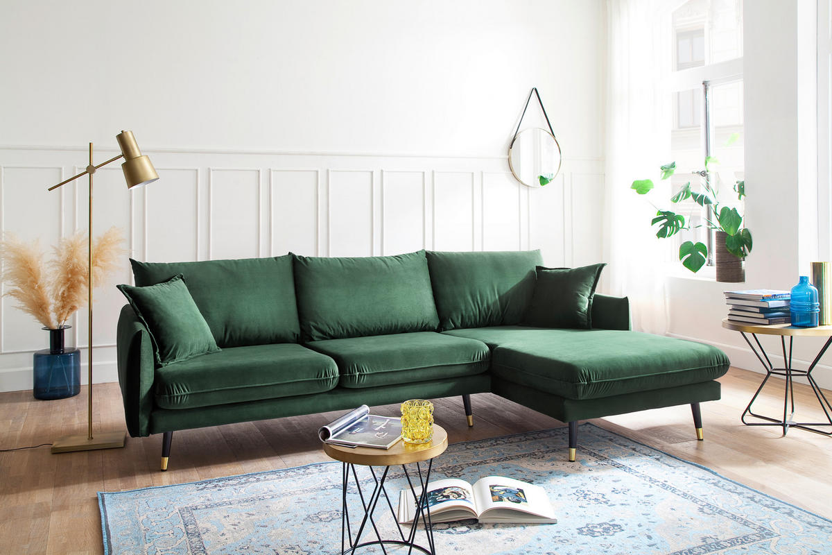 ECKSOFA Eckteil  ROSSANA-2S.REC Grün  - Grün, MODERN, Holz/Textil (258/160cm) - MID.YOU