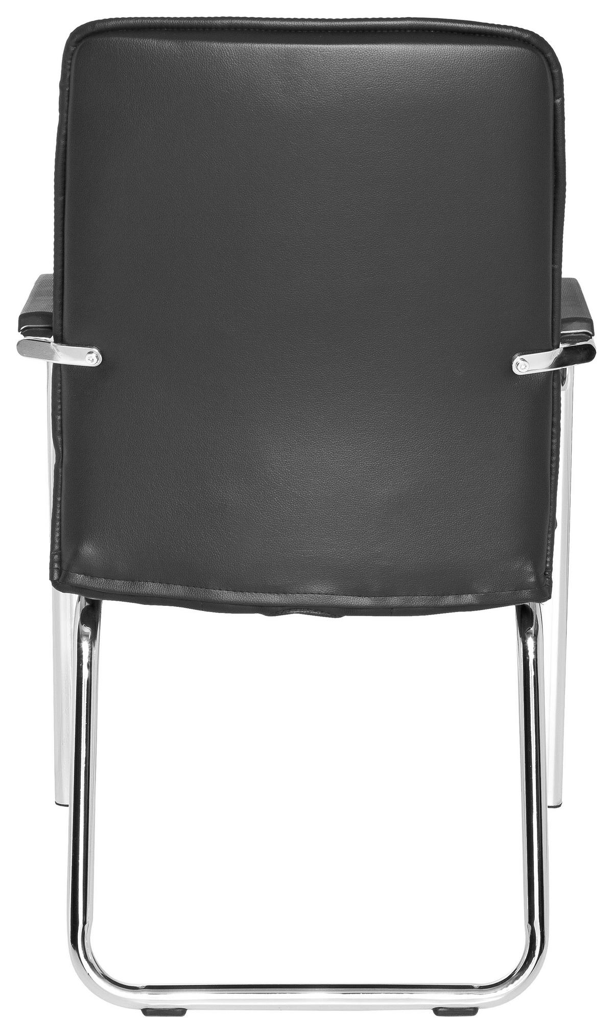 BESUCHERSTUHL  in Lederlook Schwarz  - Chromfarben/Schwarz, MODERN, Kunststoff/Textil (54/93/44cm) - MID.YOU