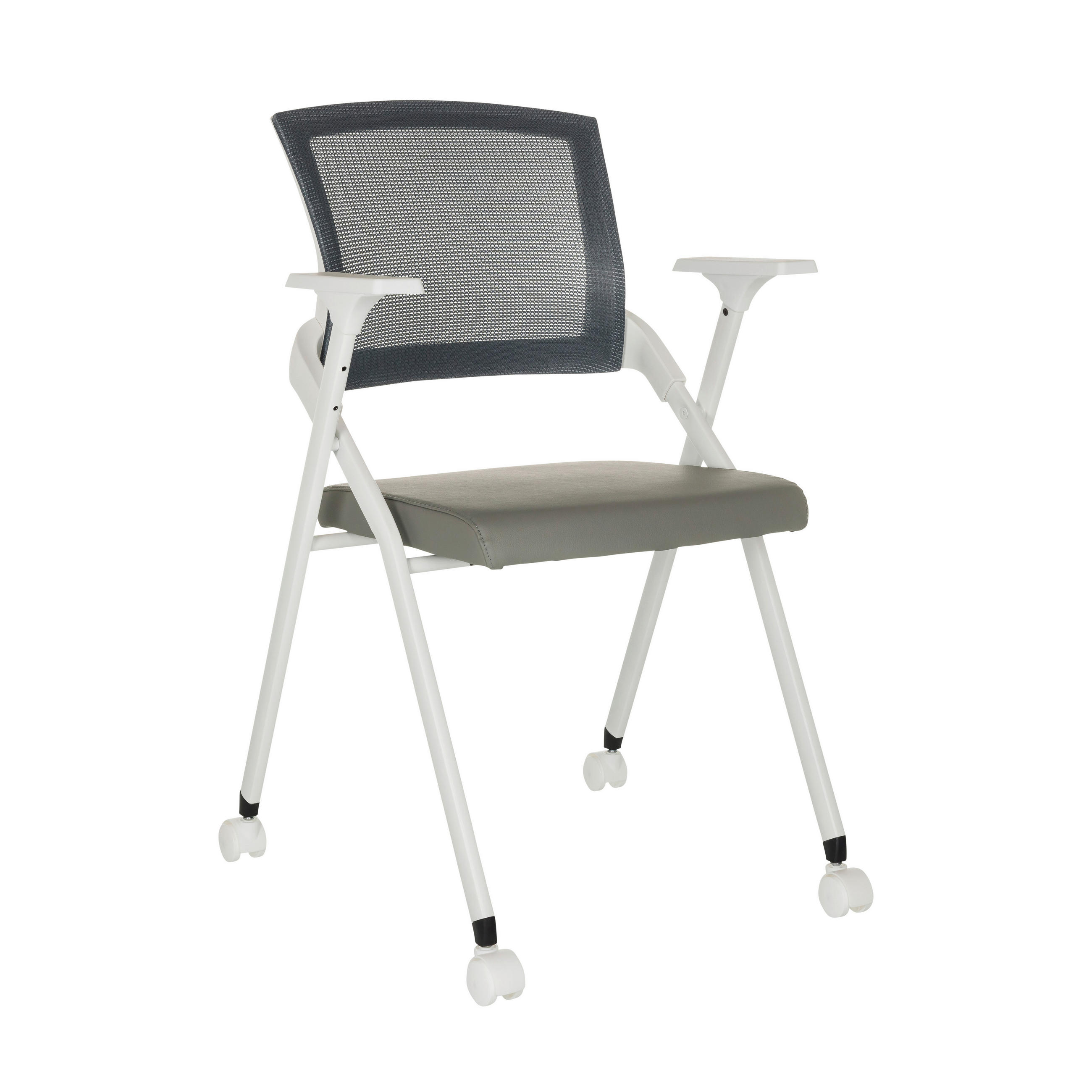 BESUCHERSTUHL  in Lederlook Grau  - Weiß/Grau, Basics, Kunststoff/Textil (61/98/58cm) - MID.YOU