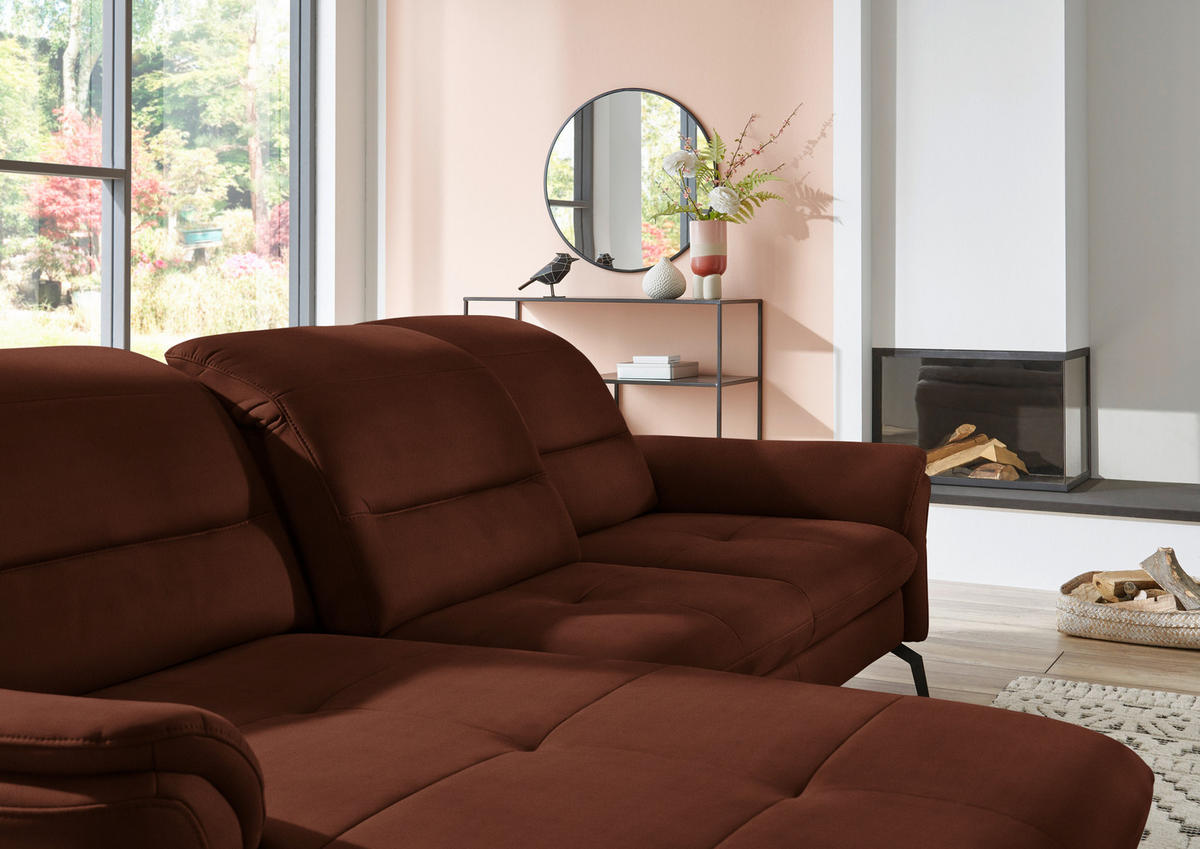 ECKSOFA in Flachgewebe Braun  - Schwarz/Braun, Konventionell, Textil/Metall (181/260cm) - Beldomo Speed