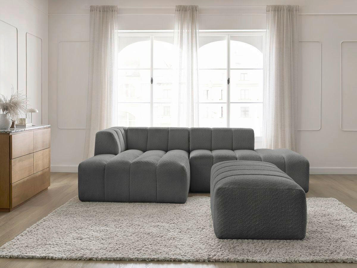 ECKSOFA  ANNECY Dunkelgrau Bouclé  - Dunkelgrau/Schwarz, MODERN, Kunststoff/Textil (170/262cm)