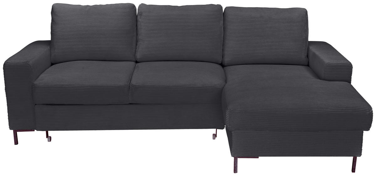 ECKSOFA Anthrazit Cord  - Anthrazit/Schwarz, KONVENTIONELL, Textil/Metall (240/150cm) - Carryhome