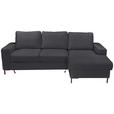 ECKSOFA Anthrazit Cord Rückenkissen, Bettkasten, Schlaffunktion, Rücken echt, Liegefläche im Originalstoff  - Anthrazit/Schwarz, KONVENTIONELL, Textil/Metall (240/150cm) - Carryhome