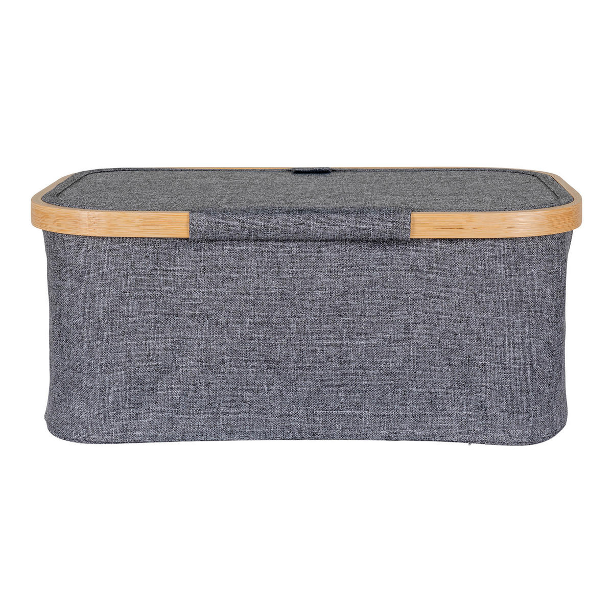 AUFBEWAHRUNGSBOX     - Dunkelgrau/Naturfarben, Basics, Holz/Textil (38/16/26cm)
