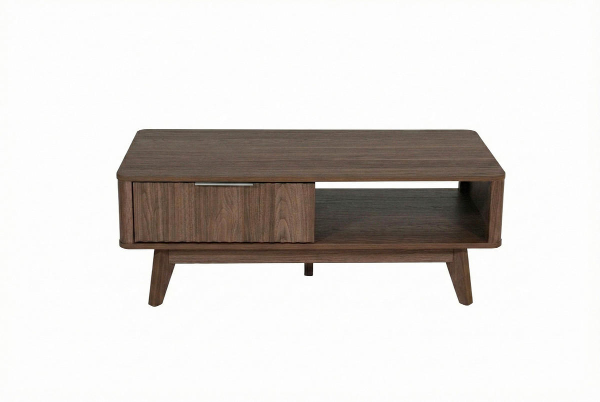 COUCHTISCH in Holzwerkstoff 110/55/44 cm  - Silberfarben/Walnussfarben, MODERN, Holzwerkstoff/Metall (110/55/44cm) - MID.YOU