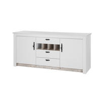 KÜCHENUNTERSCHRANK 204/92/60 cm  in Weiß, Pinienfarben  - Schwarz/Weiß, Trend, Holzwerkstoff/Metall (204/92/60cm) - MID.YOU