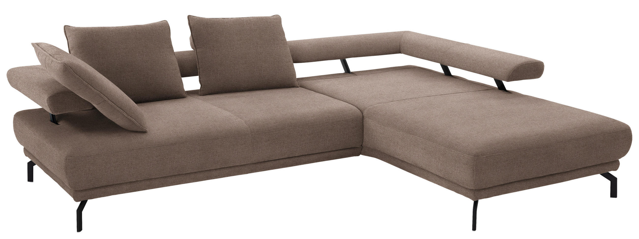 ECKSOFA in Chenille Braun  - Schwarz/Braun, Design, Textil/Metall (305/224cm) - Dieter Knoll