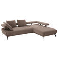 ECKSOFA in Chenille Braun  305/224 cm  - Schwarz/Braun, Design, Textil/Metall (305/224cm) - Dieter Knoll