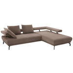 ECKSOFA in Chenille Braun  305/224 cm  - Schwarz/Braun, Design, Textil/Metall (305/224cm) - Dieter Knoll