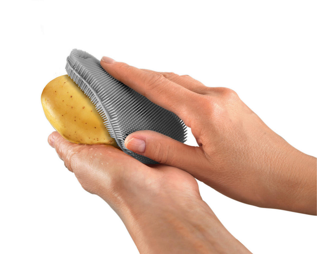 SZILIKON TISZTÍTÓKEFE - szürke, Basics, műanyag (12/7,5/1,5cm) - Metaltex