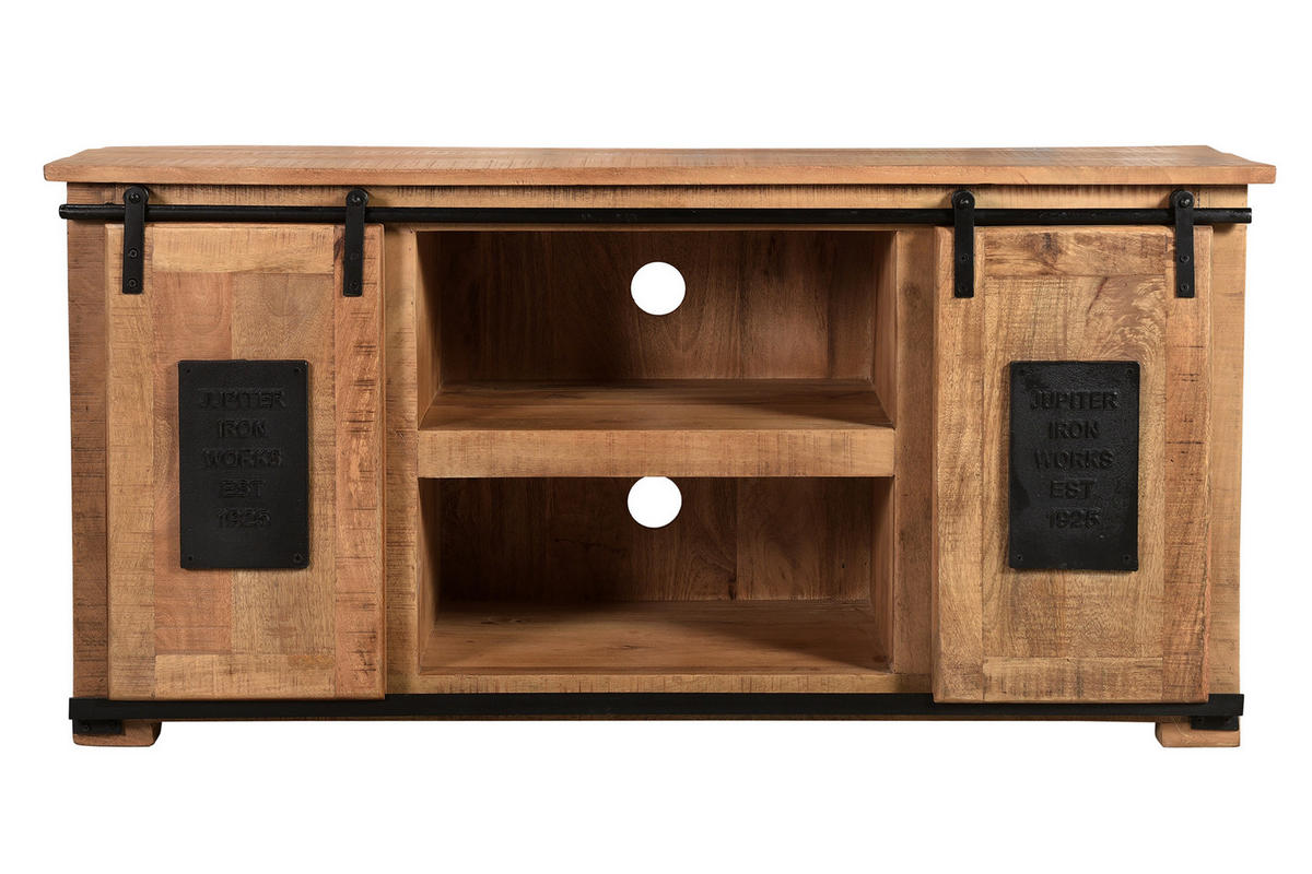 LOWBOARD  130/63/40 cm   - Schwarz/Naturfarben, Design, Holz/Metall (130/63/40cm) - MID.YOU