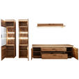 WOHNWAND 4-teilig  in Grau, Eichefarben  340/204/50 cm  - Eichefarben/Anthrazit, Natur, Glas/Holz (340/204/50cm) - Linea Natura