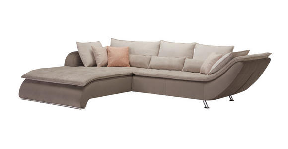 ECKSOFA Taupe, Beige Webstoff  - Taupe/Sandfarben, Design, Textil/Metall (220/300cm) - Hom`in