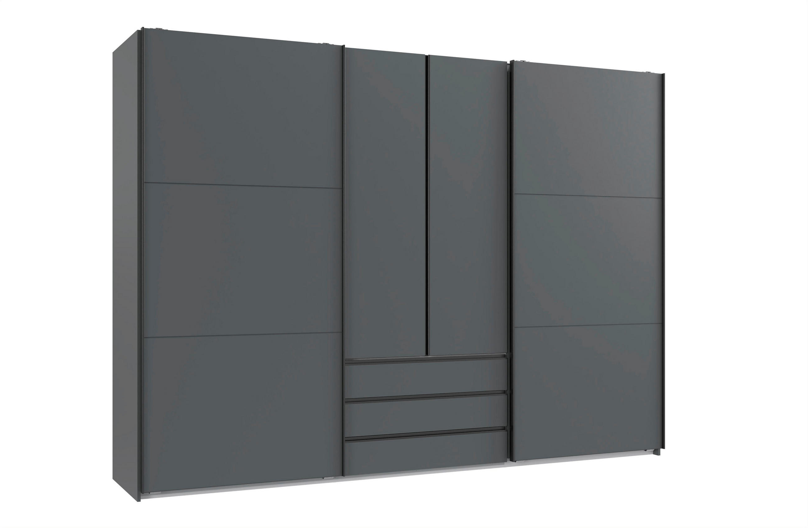 SCHWEBETÜRENSCHRANK  in Weiß  - Schwarz/Weiß, MODERN, Holzwerkstoff/Metall (300/216/65cm) - P & B
