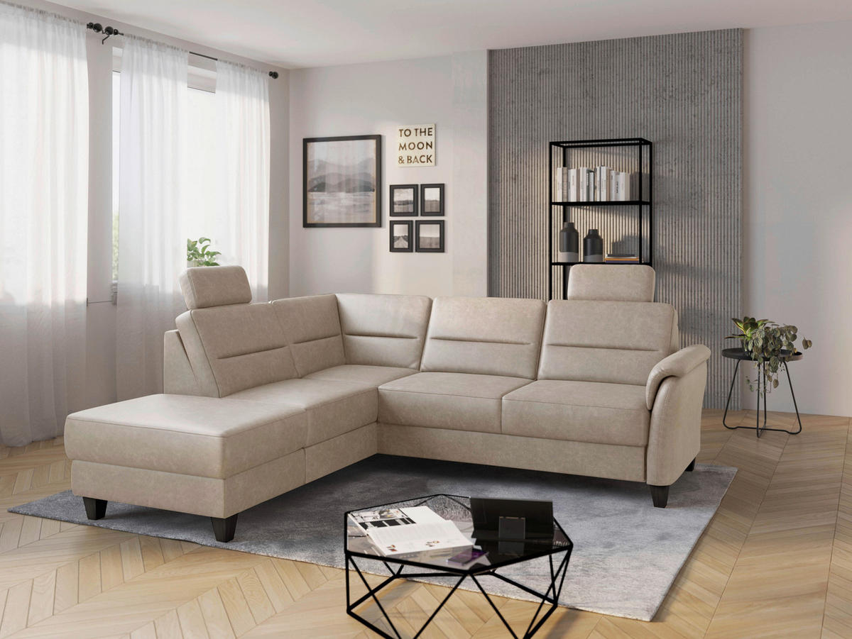 ECKSOFA PALMERA V Beige Mikrofaser  - Wengefarben/Beige, KONVENTIONELL, Holz/Textil (212/236cm) - Sit & More