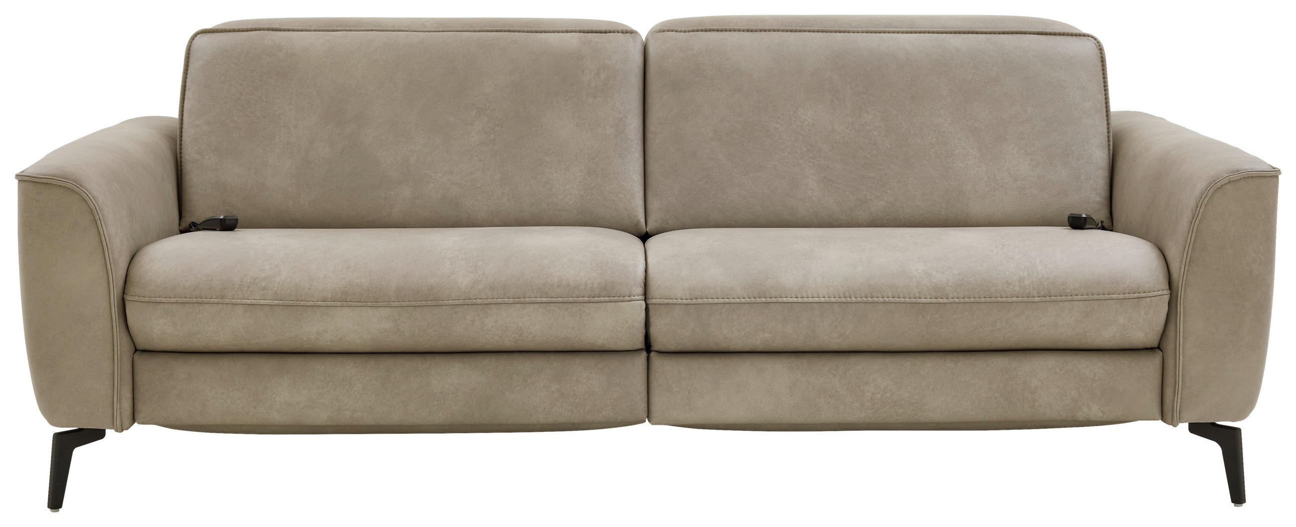 3-SITZER-SOFA in Echtleder Graubraun  - Graubraun/Schwarz, Natur, Leder/Metall (222/81/110cm) - Valdera
