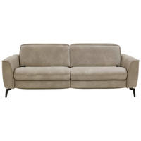 3-SITZER-SOFA in Echtleder Graubraun  - Graubraun/Schwarz, Natur, Leder/Metall (222/81/110cm) - Valdera