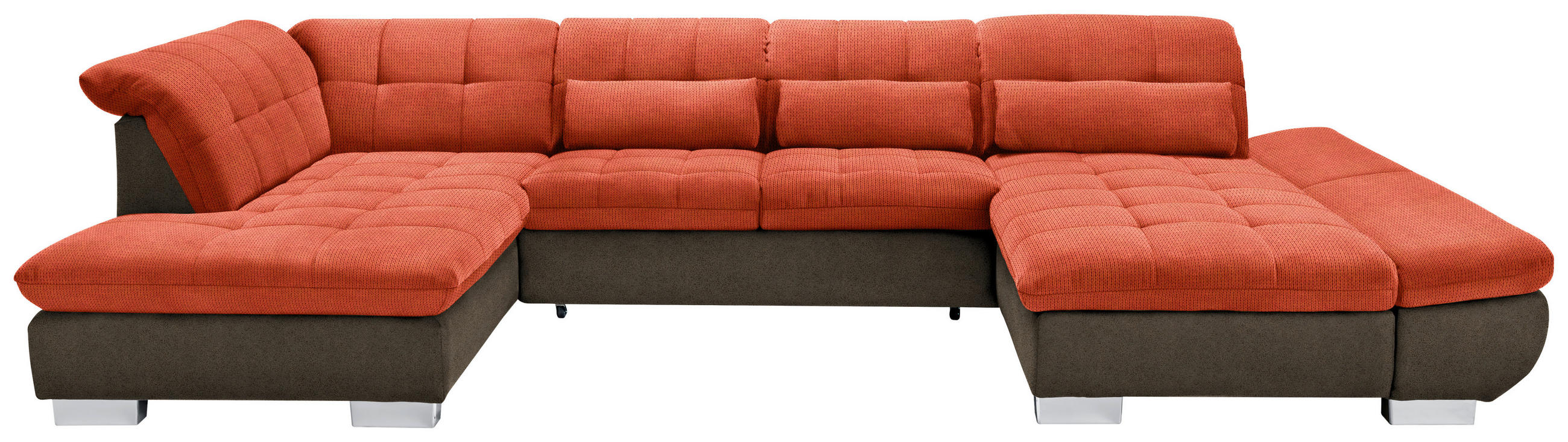 WOHNLANDSCHAFT in Mikrofaser Orange  - Chromfarben/Orange, Design, Kunststoff/Textil (211/350/204cm) - Xora