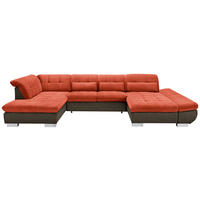 WOHNLANDSCHAFT in Mikrofaser Orange  - Chromfarben/Orange, Design, Kunststoff/Textil (211/350/204cm) - Xora