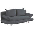 SCHLAFSOFA Armteil verstellbar  mit Stoffauswahl Mikrofaser Dunkelgrau  - Chromfarben/Dunkelgrau, Design, Textil (194/73/91cm) - Xora