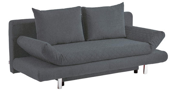 SCHLAFSOFA Armteil verstellbar mit Stoffauswahl Mikrofaser Dunkelgrau - Chromfarben/Dunkelgrau, Design, Textil (194/73/91cm) - Xora