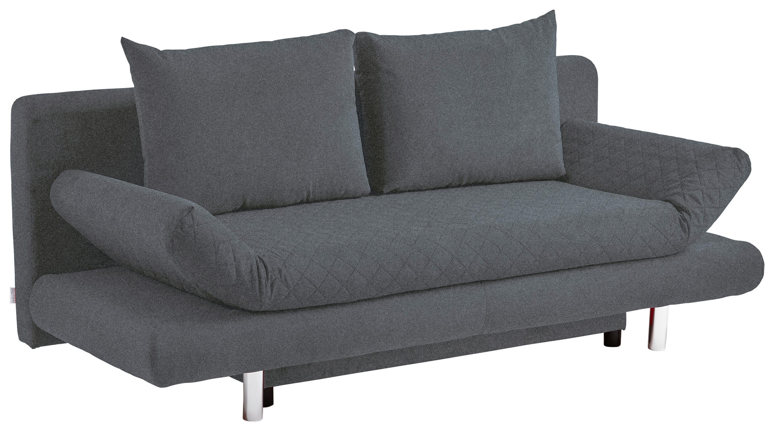 SCHLAFSOFA Armteil verstellbar Mikrofaser Dunkelgrau  - Chromfarben/Dunkelgrau, Design, Textil (194/73/91cm) - Xora
