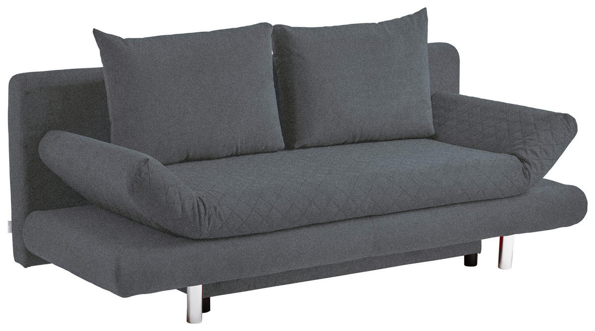 BÄDDSOFFA i mikrofiber mörkgrå  - mörkgrå/kromfärg, Design, textil (194/73/91cm) - Livetastic