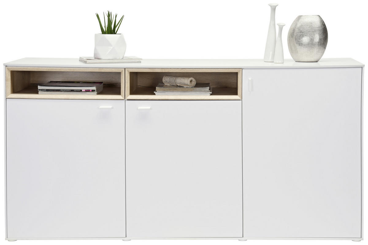 KOMODA, biela, farba duba, 180,4/92,8/43 cm - biela/farba duba, Design, kompozitné drevo/plast (180,4/92,8/43cm) - Hom`in