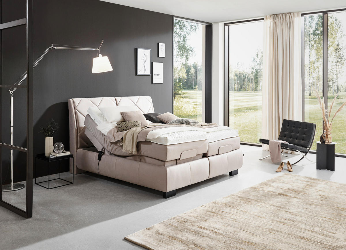 BOXSPRINGBETT 180/200 cm  in Beige  - Beige/Schwarz, KONVENTIONELL, Textil/Metall (180/200cm) - Dieter Knoll