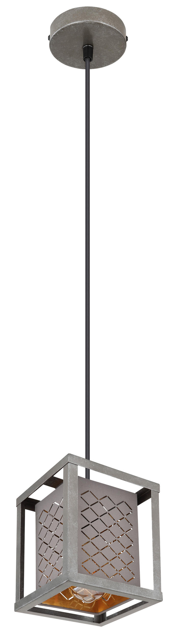 HÄNGELEUCHTE 17/17/120 cm    - Silberfarben/Goldfarben, Design, Textil/Metall (17/17/120cm) - Globo