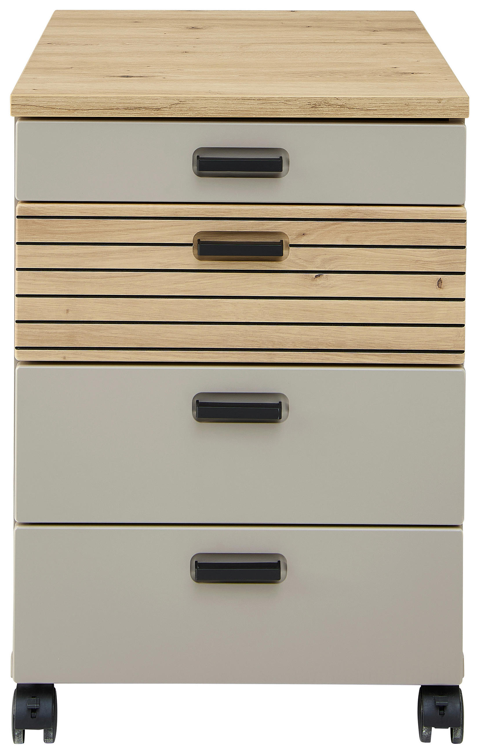 ROLLCONTAINER 45/66/55 cm  - Schwarz/Eiche Artisan, KONVENTIONELL, Holzwerkstoff/Kunststoff (45/66/55cm) - Stylife