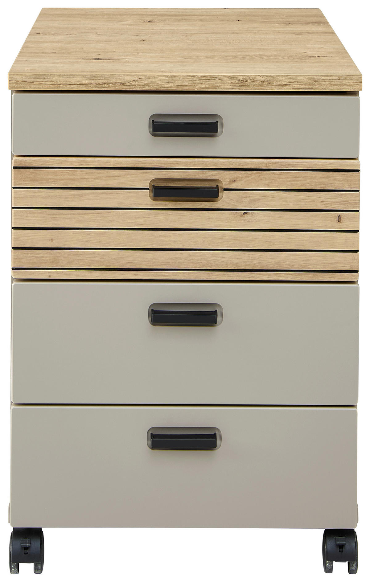 ROLLCONTAINER Eiche Artisan, Grau  - Schwarz/Eiche Artisan, KONVENTIONELL, Holzwerkstoff/Kunststoff (45/66/55cm) - Stylife