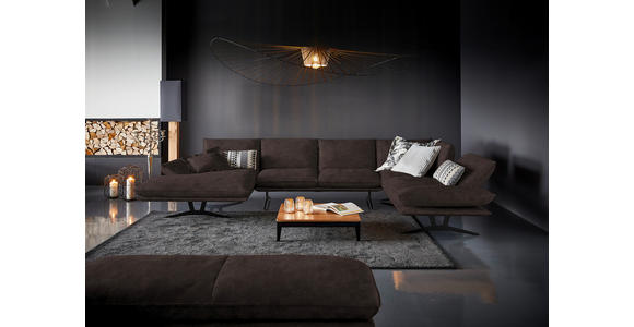 WOHNLANDSCHAFT in Echtleder Braun - Schwarz/Braun, Natur, Leder/Metall (155/359/217cm) - Dieter Knoll