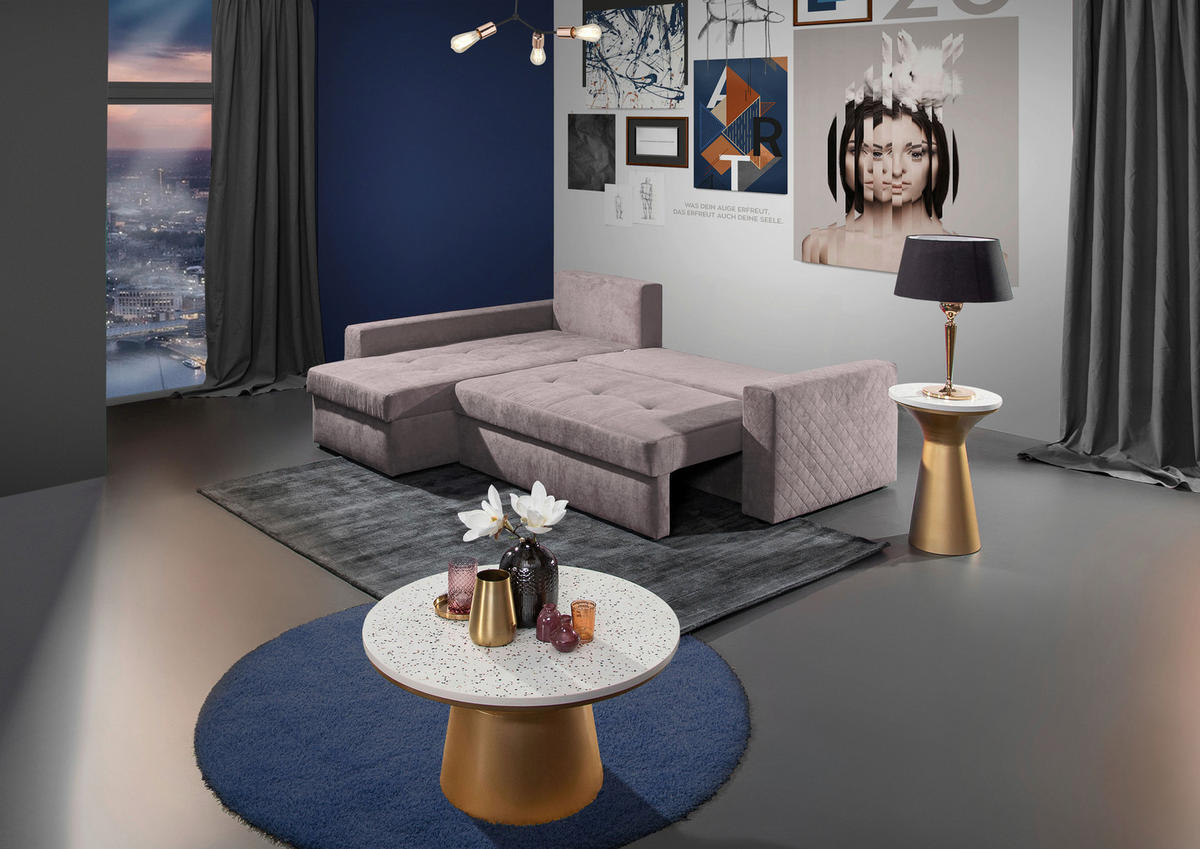 ECKSOFA Hellgrau Flachgewebe  - Rot/Hellgrau, KONVENTIONELL, Kunststoff/Textil (176/243cm) - MID.YOU