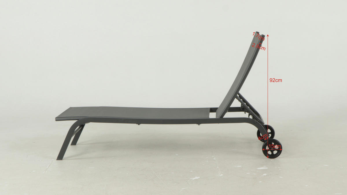 Șezlong Pentru Grădină - gri, Basics, metal/textil (192/60/93cm) - Ambia Garden