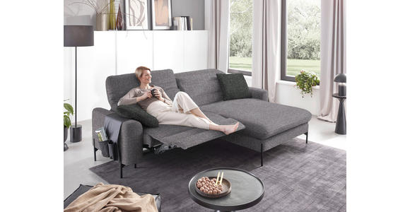 ECKSOFA in Flachgewebe Grau  - Schwarz/Grau, Design, Textil/Metall (252/191cm) - Dieter Knoll