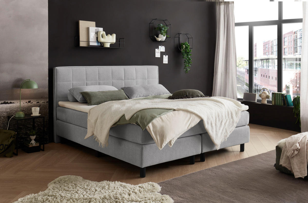 BOXBETT 180/200 cm  in Hellgrau  - Hellgrau, MODERN, Holzwerkstoff/Kunststoff (180/200cm) - MID.YOU