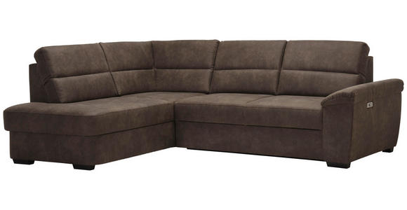 WOHNLANDSCHAFT Dunkelbraun Lederlook - Dunkelbraun, KONVENTIONELL, Kunststoff/Textil (193/251cm) - Cantus